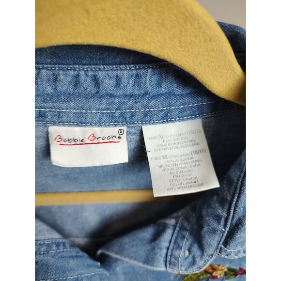 Bobbie Brooks Women's XL Embroidered Button Up Denim Shirt Bear Pumpkin Fall - Picture 3 of 5